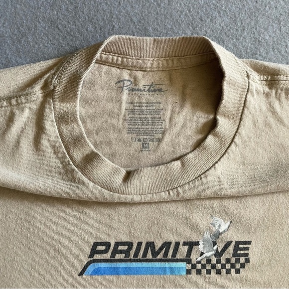 Primitive Skateboarding Racing T-Shirt Men’s Medium Tan Short Sleeve Cotton Tee - Picture 3 of 7